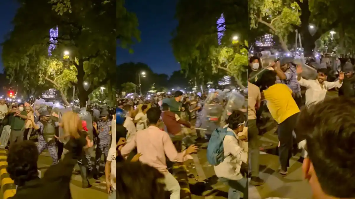 CJP Protest: Clashes Erupt Near Parliament Street During Protest in Central Delhi